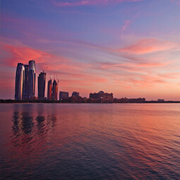 city purple sunset skyscrapers sky water ping romantic view landscape real UGC travel content photography